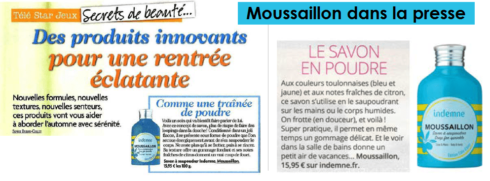 savon en poudre Moussaillon dans la presse