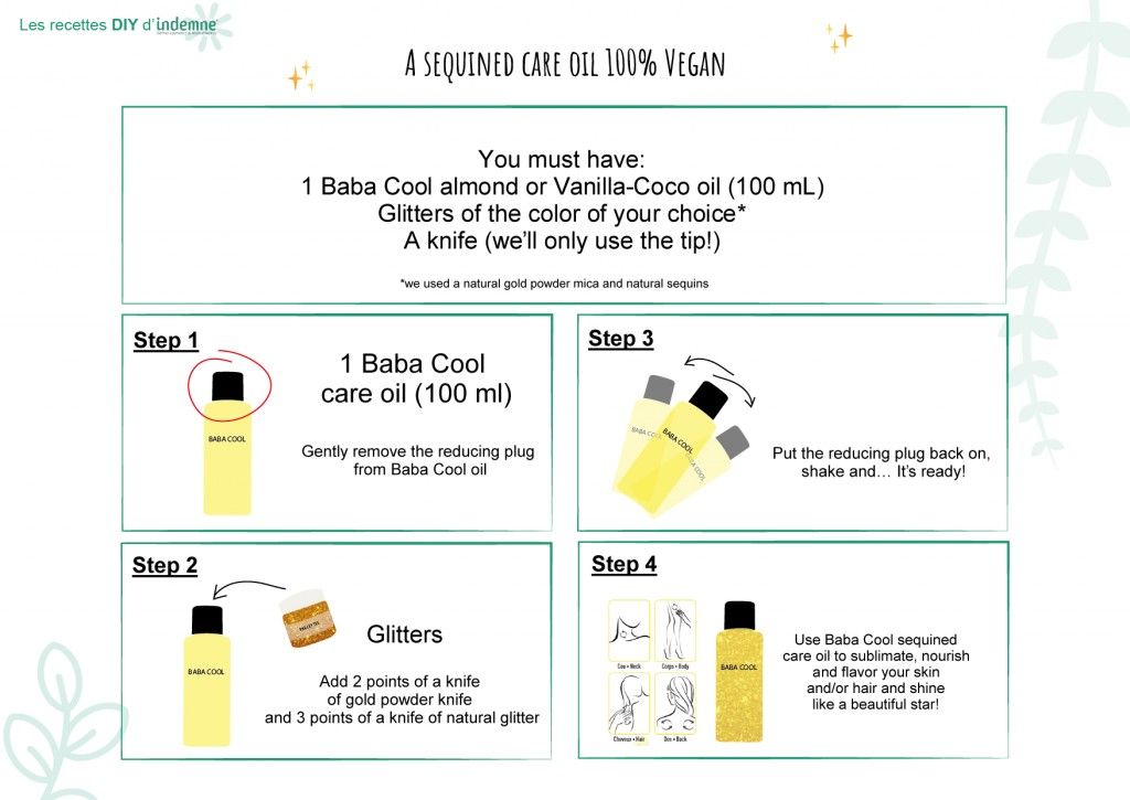 recipe indemne sequined care oil DIY